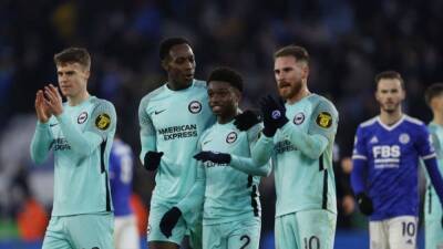 Neal Maupay - Robert Sanchez - Danny Welbeck - James Justin - Kasper Schmeichel - Leandro Trossard - Youri Tielemans - Late Welbeck goal earns Brighton 1-1 draw at Leicester - channelnewsasia.com -  Leicester -  Sanchez -  Brighton - county Barnes - county Harvey