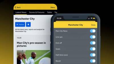 Notifications, Live Guide, MySport and social media with BBC Sport - bbc.com - Britain - Manchester -  Norwich -  Leicester