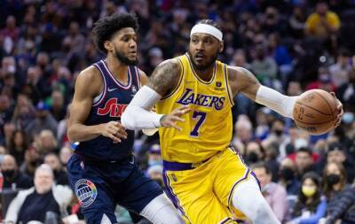 Anthony Davis - Russell Westbrook - Seth Curry - Joel Embiid - Frank Vogel - James Davis - 76ers rout short-handed Lakers, Warriors beat Timberwolves - beinsports.com