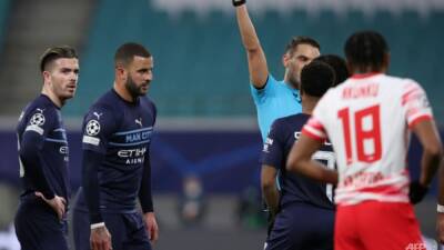 Kyle Walker - Man City's Walker banned for three European games - channelnewsasia.com - Manchester -  Lisbon