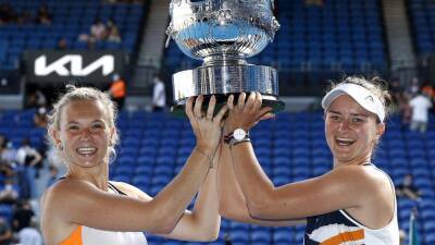 Katerina Siniakova and Barbora Krejcikova seal women's doubles title at Australian Open after three-set win