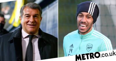 Joan Laporta - Mikel Arteta - Barcelona president gives Pierre-Emerick Aubameyang transfer update after medical is cancelled - metro.co.uk - Spain - Gabon -  Newcastle