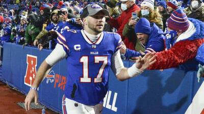 Bills' Josh Allen reacts to overtime coin toss during AFC Championship Game
