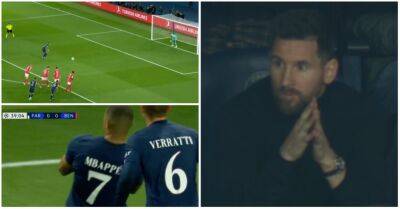 Kylian Mbappe: Lionel Messi's reaction to PSG teammate's penalty vs Benfica