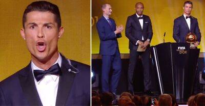 Lionel Messi - Cristiano Ronaldo - Johan Cruyff - Carlo Ancelotti - Manuel Neuer - Thierry Henry - Marco Van-Basten - Michel Platini - Cristiano Ronaldo: Thierry Henry reacts as Man Utd star shouts during 2014 Ballon d'Or - givemesport.com - Manchester