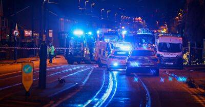 Huge emergency response as road closed after car hits tram post