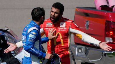 Bubba Wallace has tense exchange with NASCAR reporter after crash, altercation