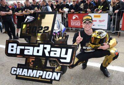 Lydd's Bradley Ray toasts his RICH Energy OMG Racing Yamaha team and family after winning his maiden British Superbikes Championship title at Brands Hatch
