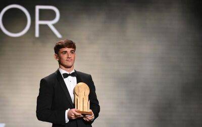 Barcelona's Gavi wins Kopa Trophy for best youngster at Ballon d'Or gala