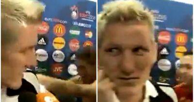 Spain’s Euro 2008 winners celebrating behind Bastian Schweinsteiger after final was brutal
