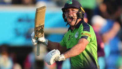 Curtis Campher - Andy Balbirnie - George Dockrell - Ireland celebrate ‘pretty special’ win over Scotland at T20 World Cup - in pictures - thenationalnews.com - Scotland - Zimbabwe - Ireland