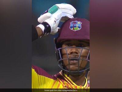 T20 World Cup: West Indies Batter Rovman Powell's Monster Six Lands Outside Stadium, Teammate's Reaction Is Priceless. Watch Video