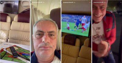 Jose Mourinho films himself watching Roma 2-1 Inter Milan on team bus