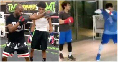 Floyd Mayweather & Manny Pacquiao teaching their sons boxing