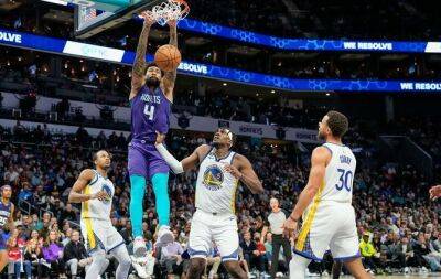 Andrew Wiggins - Luka Doncic - Charlotte Hornets - Hornets sting NBA Warriors in overtime - beinsports.com - Washington -  Oklahoma City - county Dallas - county Maverick -  Memphis - county Smith - state Utah - county Dillon - county Gordon - county Brooks