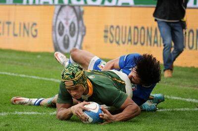 Damian Willemse - Lee Arendse - Springboks overcome horror week, run riot in Genoa to land thumping Italy win - news24.com - Italy - Argentina - South Africa -  Genoa