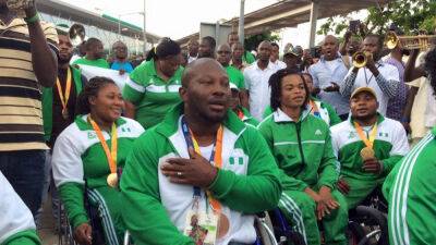 Victorious Nigerian para-powerlifting team returns to heroic welcome