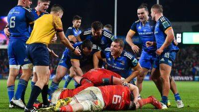 Joey Carbery - Niall Scannell - Scott Penny - Ross Byrne - Dan Sheehan - Ryan Baird - Gavin Coombes - Leinster Rugby - Leinster edge thrilling derby against Munster at Thomond Park - rte.ie