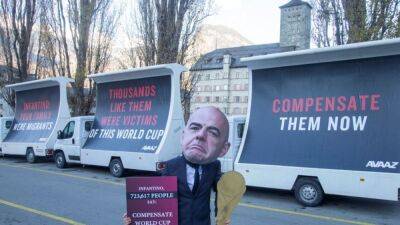 Gianni Infantino - Piers Morgan - Activists take Qatar workers protest to FIFA boss's home town - channelnewsasia.com - Britain - Qatar - Switzerland - Eu