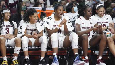 Kamilla Cardoso - South Carolina, Stanford top women's Top 25; Michigan at 6 - foxnews.com -  Boston - Florida - state Indiana - state Tennessee - state North Carolina -  Louisville - state Mississippi - state Michigan - state Iowa - state Arkansas - state South Carolina