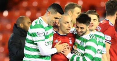Scott Brown in warm Celtic embrace as Parkhead pals comfort former captain after painful Pittodrie defeat