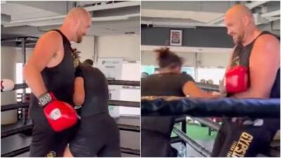 Tyson Fury: Gypsy King spars man half his size in comical footage