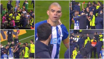Porto 2-2 Sporting Lisbon: Pepe sent off in 40-man brawl at full-time