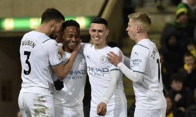 Bernardo Silva - Angus Gunn - Brandon Williams - Kenny Maclean - Phil Foden - Teemu Pukki - Ilkay Gundogan - Grant Hanley - Raheem Sterling hits hat-trick in easy Manchester City win at Norwich - theguardian.com - Manchester - county Smith