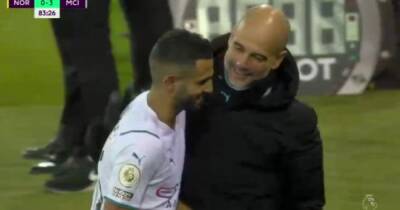 Raheem Sterling - Riyad Mahrez - Pep Guardiola explains animated Riyad Mahrez exchange after Man City substitution vs Norwich - manchestereveningnews.co.uk - Manchester -  Man