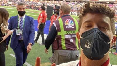 ‘Touchdown!’ Olympic champions Chloe Kim and Shaun White attend Super Bowl LVI days after competing at Beijing 2022