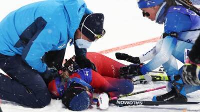 Biathlon-Heartbroken Tandrevold heads home after finish line collapse