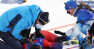 Olympics-Biathlon-Heartbroken Tandrevold heads home after finish line collapse