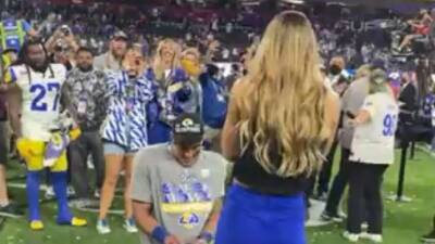 Super Bowl 22 -- Los Angeles Rams safety Taylor Rapp wins ring, proposes to girlfriend on field