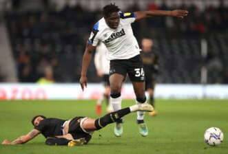 Festy Ebosele sends two-word message to Derby County supporters ahead of Peterborough United clash