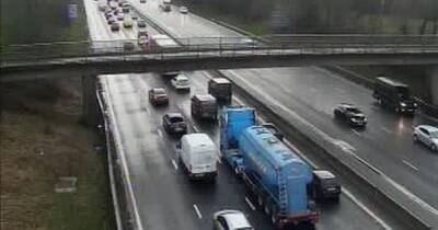 Two lanes closed on M62 as car overturns following crash - live traffic updates - manchestereveningnews.co.uk