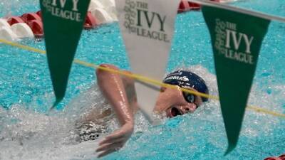 University of Pennsylvania swimmer Lia Thomas makes her Ivy League championships debut in 800-yard freestyle relay