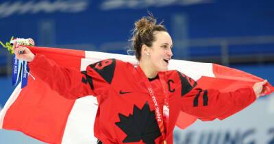 Marie-Philip Poulin scores two goals for Canada to become the first player to score in four straight Olympic ice hockey finals