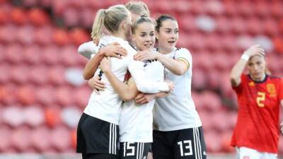 Alexia Putellas - Arnold Clark-Cup - Merle Frohms - Lina Magull - Lucia Garcia - Germany 1-1 Spain: Lea Schuller scores late equaliser in opening Arnold Clark Cup game - bbc.com - Germany - Spain - Canada -  Sandra