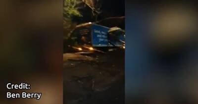 Storm Eunice - Footage shows Hermes lorry completely crushed by huge tree following Storm Dudley - manchestereveningnews.co.uk