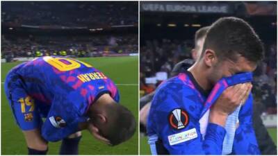 Ferran Torres: Barcelona star in tears at FT after Napoli draw