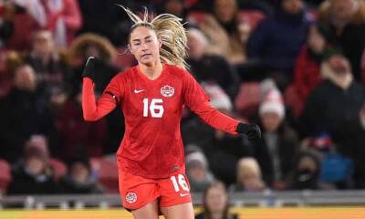 Phil Neville - Storm Eunice - Janine Beckie - Janine Beckie’s strike for Canada ends Wiegman’s perfect England record - theguardian.com - France - Netherlands - Canada - Japan - Latvia