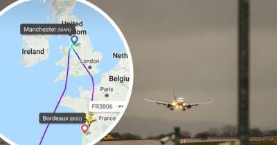Ryanair plane landing at Manchester Airport during Storm Eunice forced to divert... 850 MILES away to Bordeaux