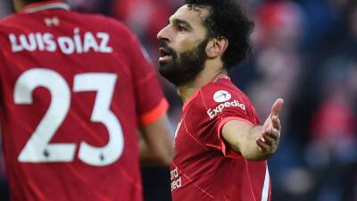 Mohamed Salah - Sadio Mane - Angus Gunn - Luis Díaz - 'Outstanding' Mohamed Salah's record 150th Liverpool goal sinks Norwich - thenationalnews.com -  Norwich - Liverpool