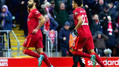 Mohamed Salah - Sadio Mane - Angus Gunn - Luis Díaz - Liverpool vs Norwich City player ratings: Salah 8, Mane 7; Gilmour 3, Gibson 4 - thenationalnews.com - Manchester - Egypt -  Norwich - Liverpool