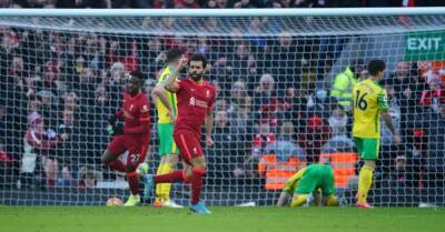 Jurgen Klopp - Mohamed Salah - Sadio Mane - Luis Díaz - Mohamed Salah scores 150th Liverpool goal as Reds hit back to beat Norwich - breakingnews.ie - Manchester - Egypt - Liverpool