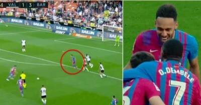 Valencia 1-4 Barcelona: Pierre-Emerick Aubameyang's hat-trick goal was so lucky