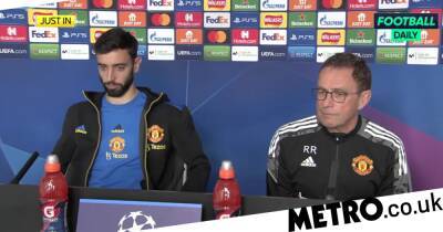 Ralf Rangnick - Anthony Martial - Bruno Fernandes - Ole Gunnar Solskjaer - Harry Maguire - Donny Van-De-Beek - Rio Ferdinand - Ted Lasso - Chris Armas - Bruno Fernandes slams claims Manchester United squad are unhappy with Ralf Rangnick’s tactics - metro.co.uk - Manchester - Germany - Spain - Usa - Madrid
