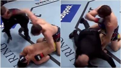 UFC referee takes massive punch to the face at Vegas 48