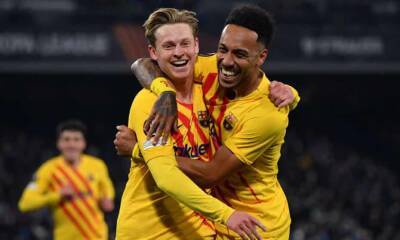 Aubameyang caps Barça’s victory at Napoli to seal Europa League progress