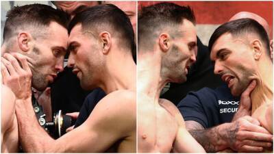 Josh Taylor vs Jack Catterall: Rivals separated after grabbing each other by the throat